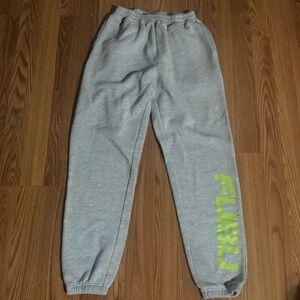 Fubu Women’s Lime Green Logo Gray Sweatpants‎ Jogger Size S Vintage Y2k Lounge